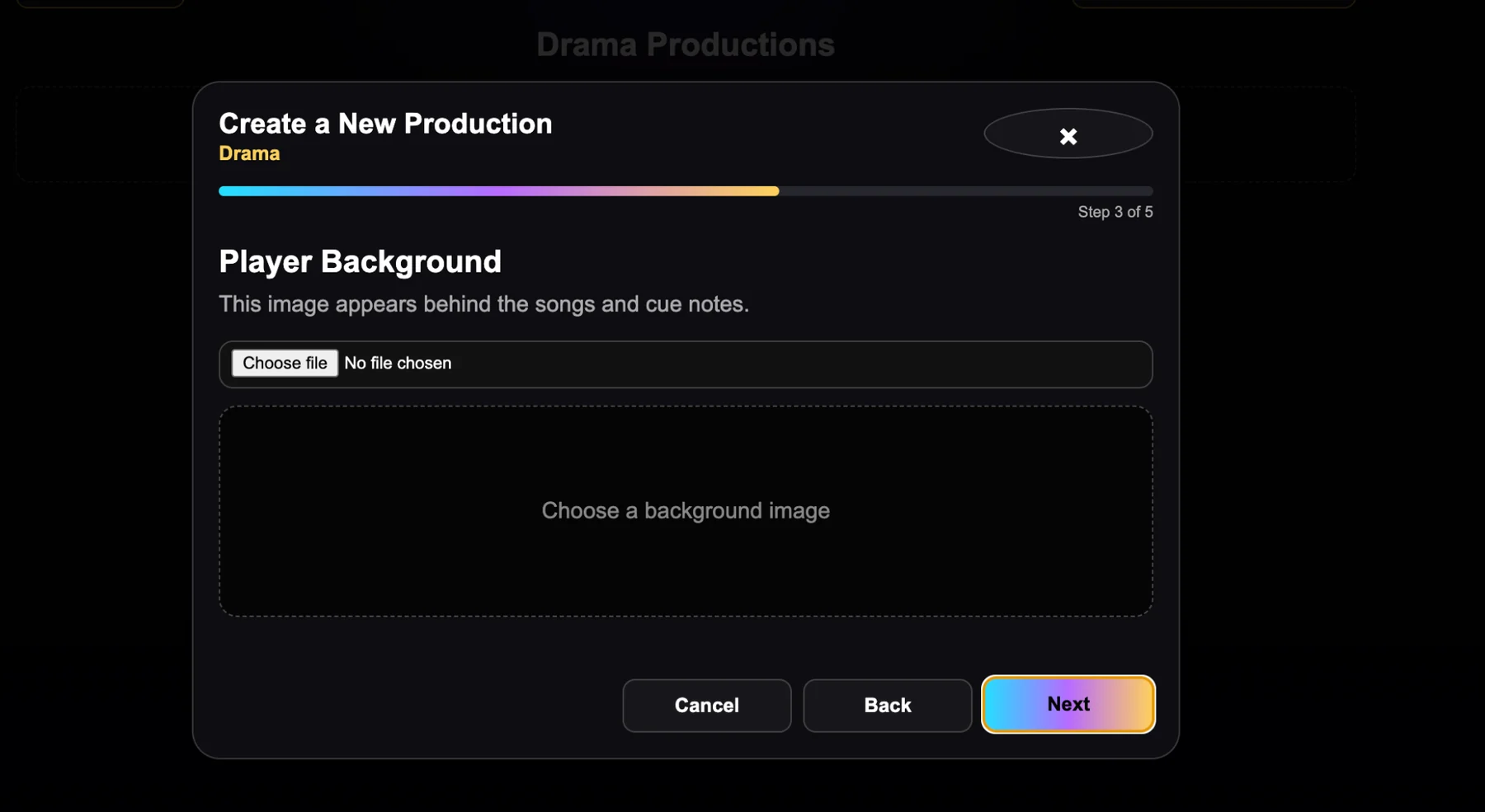 Choose a player background